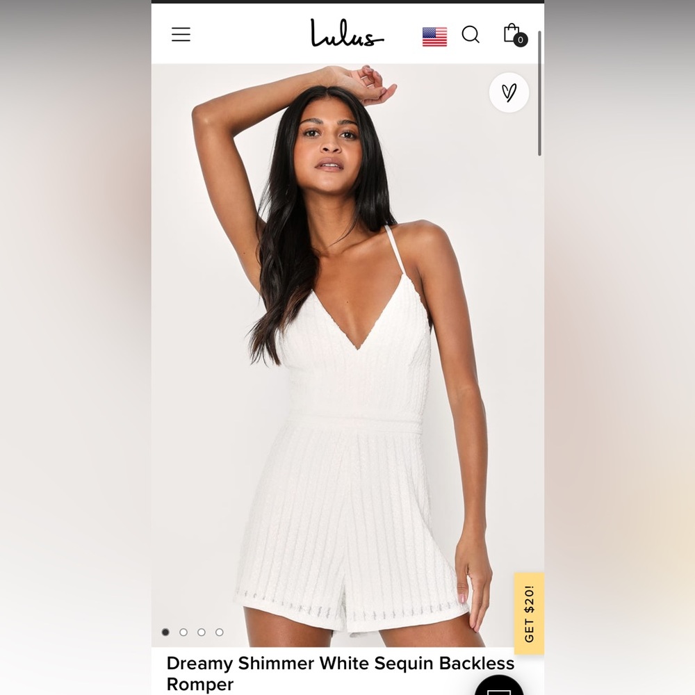 Lulus white sequin romper - large